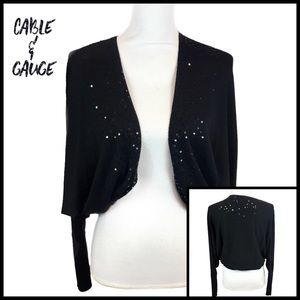 Cable & Gauge Black Sequin Shrug Size L NWT